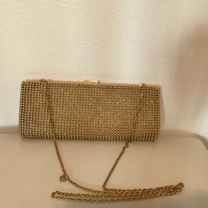 La Regale Clutch Bag Gold Beading & Gunmetal Chain